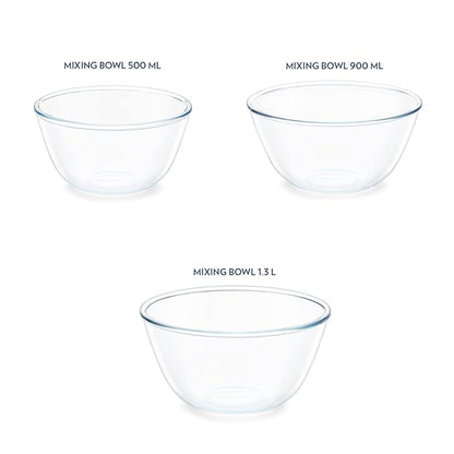 Borosil Glass Serving & Mixing Bowls With Lids | Oven & Microwave Safe Bowls | Set of 3