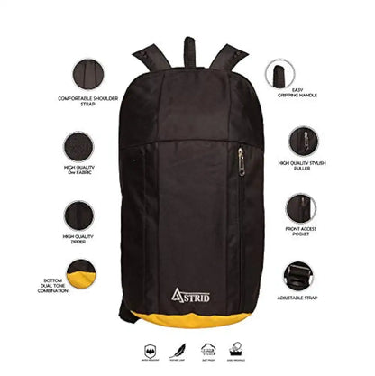 Astrid Canvas Girls Backpack Medium Size Colour Black & Yellow