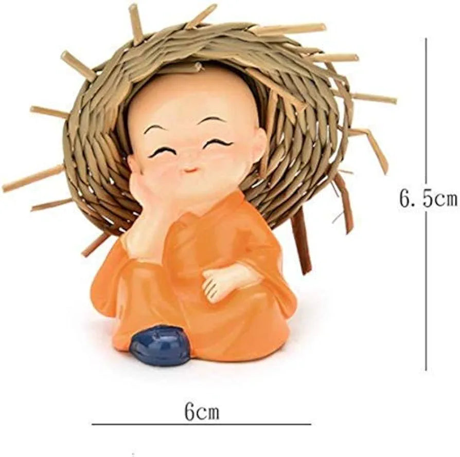 Jaipur Ace Hat Monk Buddha Statue Figurine Multicolor Good Luck Sculpture Hat monk Buddha