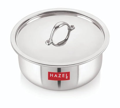 Hazel Triply Stainless Steel Cookware with Lid 3000 ml Stainless Steel Patila Utensils Set for Kitchen