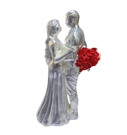 Gold Art India Couple Figurine Silver-Plated Matte Finish