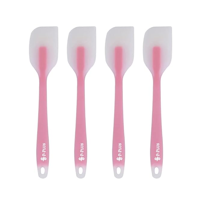 P-Plus International Silicone Spatulas Rubber Spatula Heat Resistant Seamless Light Pink Set of 4