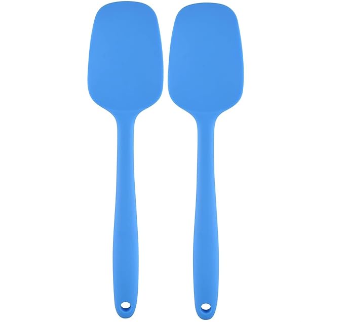 P-Plus International Heat-Resistant Baking Set Spoon Set & Spatulas for nonstick Set Blue Set of 2