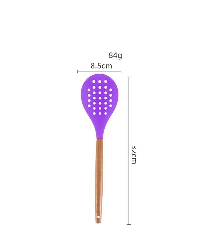 Woodtula Kitchen Silicone Slotted Skimmer with Good Grips Ergonomics Kitchen Cooking Baking Purple