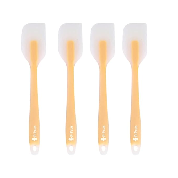 P-Plus International Silicone Spatulas Rubber Spatula Heat Resistant Seamless Orange Set of 4