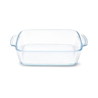 Borosil Glass Baking Dish | 1.6 Litres | Transparent | 1 Piece Square Dish With Handle