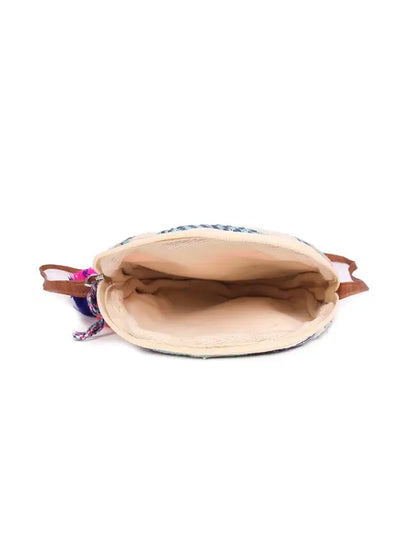 Astrid Handmade Macrame Flap Over Sling Bag For Girls And Women Colour peach