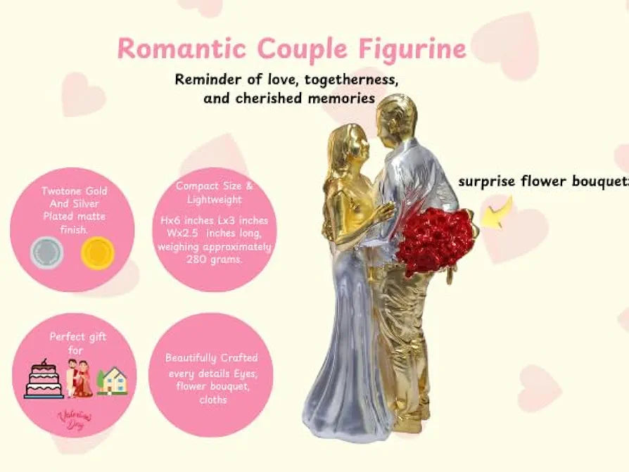 Gold Art India Couple Figurine Gold-Silver Plated Matte Finish