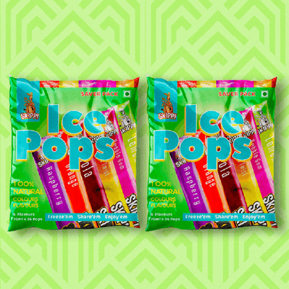 Pack of 2,All Flavor Saver Bag of Skippi Natural Ice pops, 36x2 Ice Pops