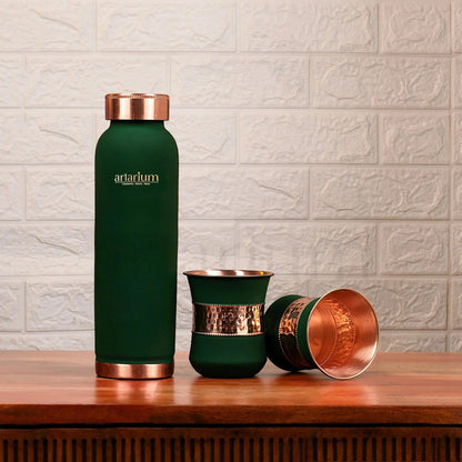 Artarium Copper Bottle with Copper Cups Gift Combo