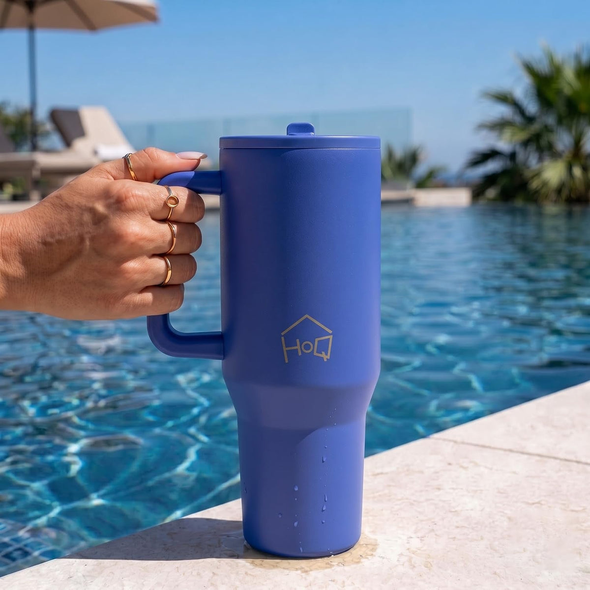 House of Quirk 1200ML Tumbler with Handle - Cobalt Blue