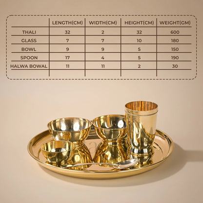 Artarium Brass Plain Thali Set