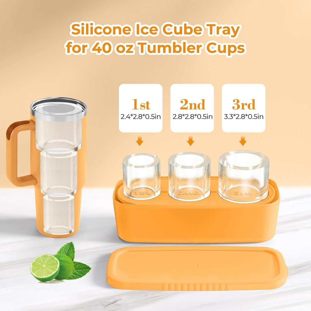 House of Quirk Ice Cube Tray for Stanley Ice Mold Tumbler Cup 950-1200ml -  (Yellow)