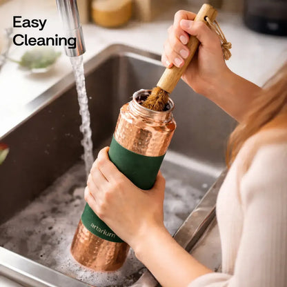 Artarium Hammered Copper Sipper Bottle with Cleaning Brush