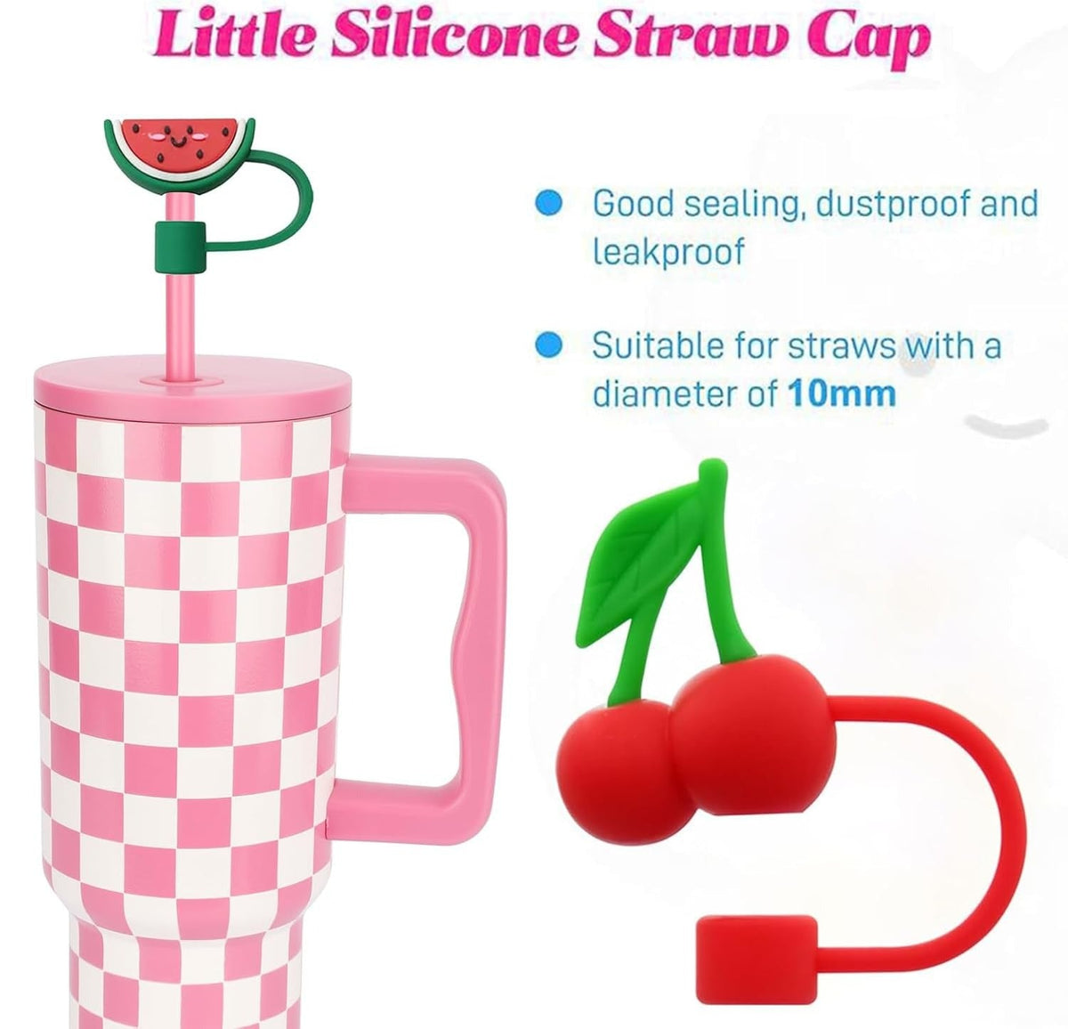 House of Quirk Silicone Straw Covers Cap with Tumbler 10mm -  (5pcs Fruit Straw Cap)