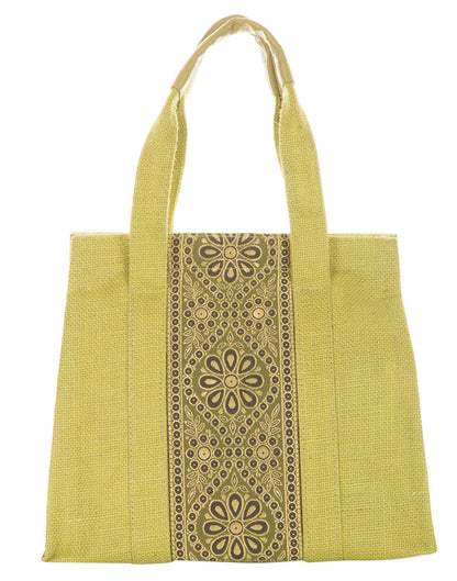 Jute Cottage Vertical Lace Zipper Lunch Bag Jute Bag