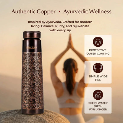 Artarium Antique Etching Copper Water Bottle 1L