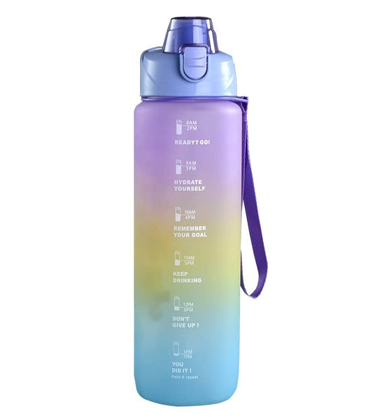 House of Quirk Plastic 1 liter Water Bottles (Purple/Yellow/Green)