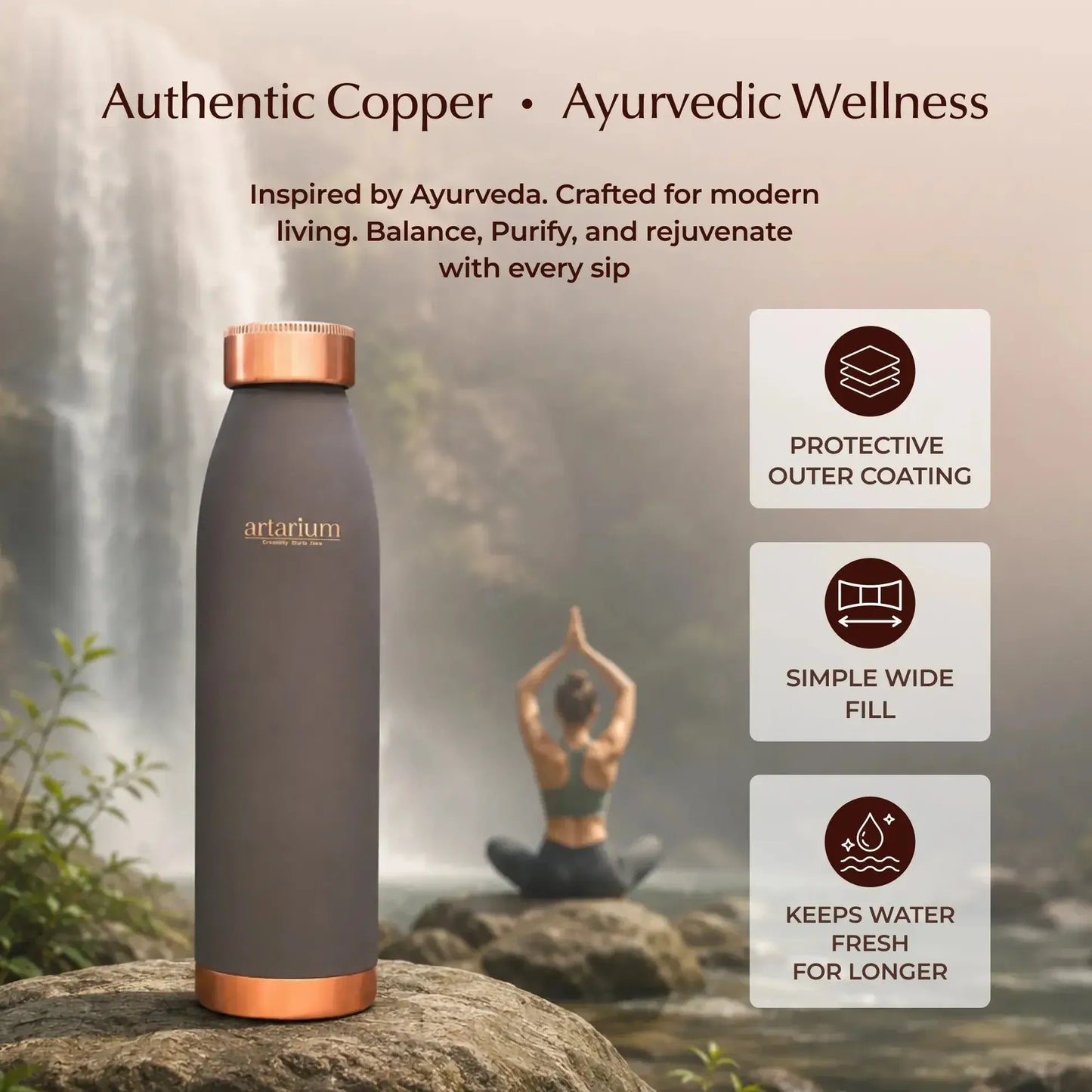 Artarium Eco-Friendly Plain Copper Water Bottle