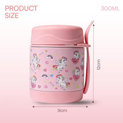 House of Quirk 304 Stainless Steel Baby Feeding Bowl with Spoon - Pink Unicorn