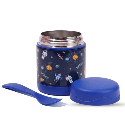 House of Quirk 304 Stainless Steel Baby Feeding Bowl with Spoon - Blue Galaxy