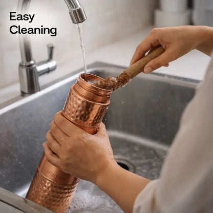 Artarium Hammered Copper Sipper Bottle Complete Kit with Cups and Straw
