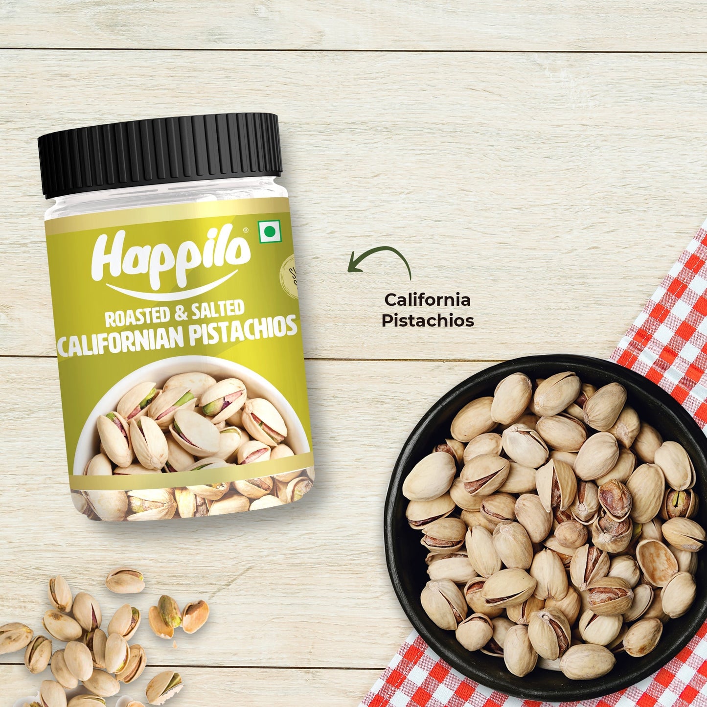 Happilo Premium Iranian Roasted & Salted Pistachios 200g Jar