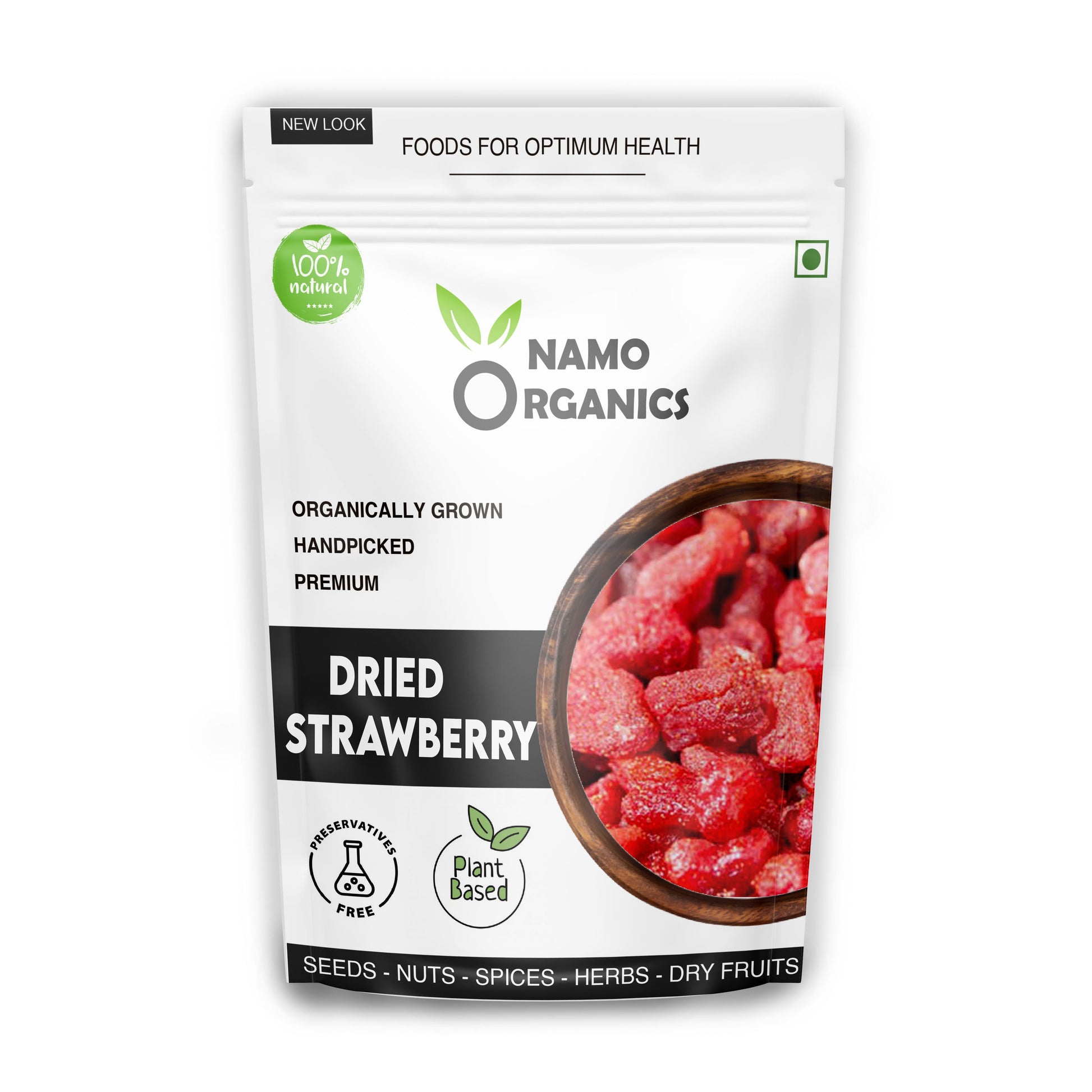 Namo Organics - Dried Strawberries - ( Gluten Free, Vegan & NON GMO ) Candied Strawberry Dry Fruits