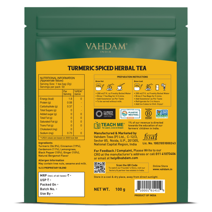 Turmeric Ginger Herbal Tea Tisane, 50 Count