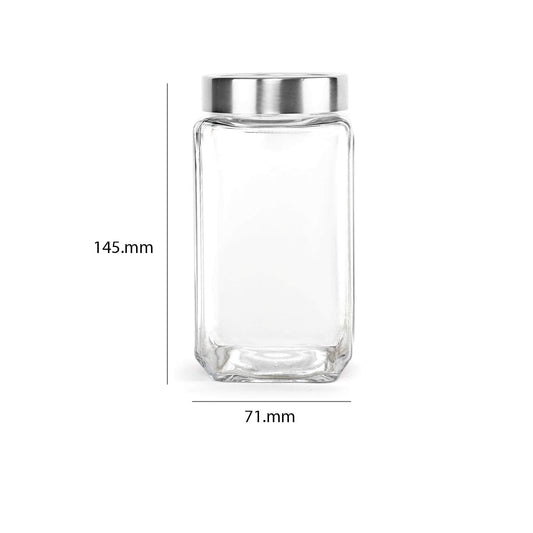 Cello Qube Fresh Glass Storage Jar for Kitchen Transparent Set of 3 Pcs - 800 ml