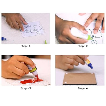Toykraftt Glass Painting Kit For Kids Art And Craft Activity For Kids Glass Painting Acrylic Coasters
