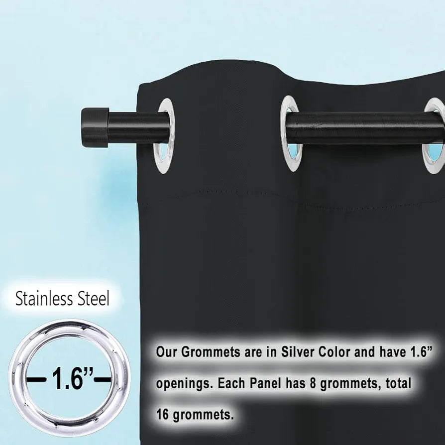 Cloth Fusion Plain Blackout Door Curtains 7 Feet Long Set of 2 Black Colour