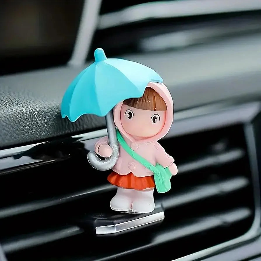 Satyam Kraft Resin 4 Pcs Miniature Cute Brother Sister Figurines with Open Umbrella