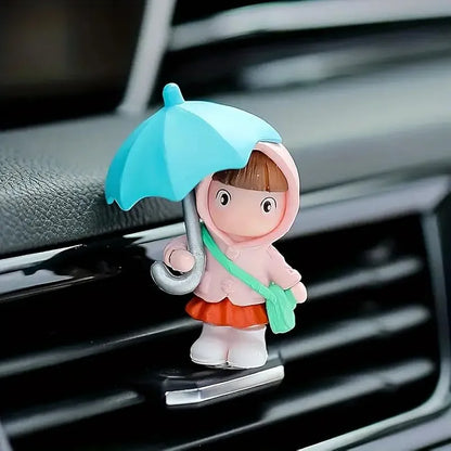 Satyam Kraft Resin 4 Pcs Miniature Cute Brother Sister Figurines with Open Umbrella