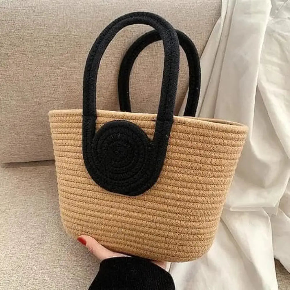Attractive Hand Bag Large Tote Bamboo Beach Basket for Women Jute Handmade