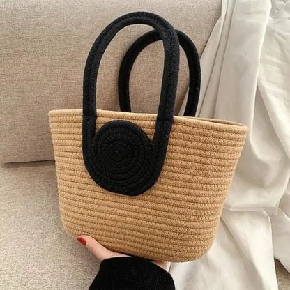 Attractive Hand Bag Large Tote Bamboo Beach Basket for Women Jute Handmade