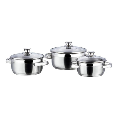 Vinod Bremen Stainless Steel Saucepot Set of 3 with Glass Lid | 2.5mm Thick Base | Riveted Sturdy Handle