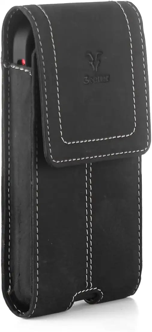 Goatter Unisex Leather Material All 6.5" Inch Pouch For Backcase For iPhone 14 Mobile Black Color