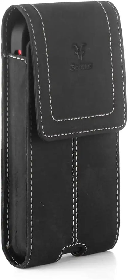 Goatter Unisex Leather Material All 6.5" Inch Pouch For Backcase For iPhone 14 Mobile Black Color