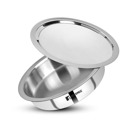 Bergner Argent Triply 24 Cm Shallow Cauldron Tope Langri | 2.6 L Capacity | Stainless Steel Lid