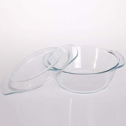 Femora Borosilicate Serving Bowl | Glass Casserole Set, Glass Bowl With Lid, Microwave Safe Bowl Set | Freezer Safe | 1000 Ml