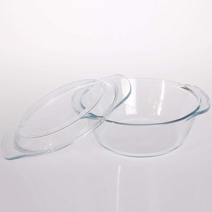 Femora Borosilicate Serving Bowl | Glass Casserole Set, Glass Bowl With Lid, Freezer Safe, Microwave Safe Bowl Set | 1000 Ml