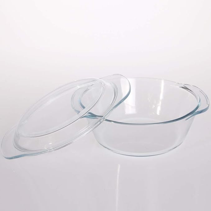 Femora Borosilicate Serving Bowl | Glass Casserole Set, Glass Bowl With Lid, Microwave Safe Bowl Set | 700 Ml