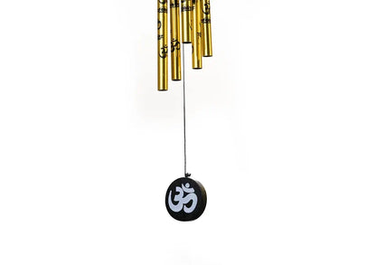 Tej Gifts Feng Shui Metal Wind Chime with Om Printed 5 Pipes Silver Medium