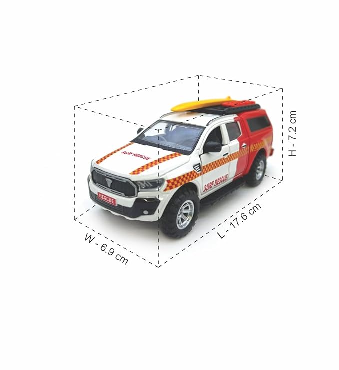 Centy Surf Rescue UTE Pull Back Toy Car with Door Openable for 3Y+ Multi Colour