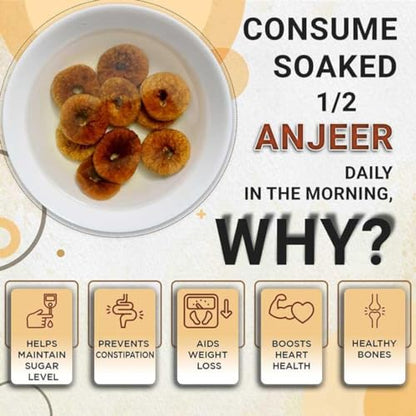 Nutri Organics Dry Fruits Afghani Dried Anjeer Figs Anjir 250 grams - Ziplock Pouch (Vacuum Packed For Extra Freshness)