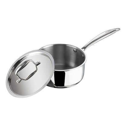 Vinod Platinum Triply Stainless Steel Saucepan with Lid - 2.2 litres (18 cm) | 2.5 mm Thick | Tea, Chai Pan