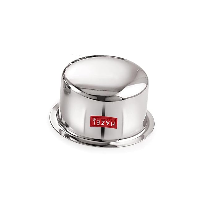 Hazel Alfa Stainless Steel Tope Patila with Lid Round Bottom Boiling Vessels Bhagona Dekchi (2.4 Litre)