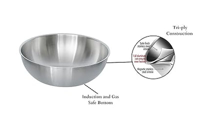 Femora Tri-ply Tasla Kadhai Without Handle 24 Cm | Capacity 2.6 Litres | Induction Safe, Stain Resistant, Zero Coating