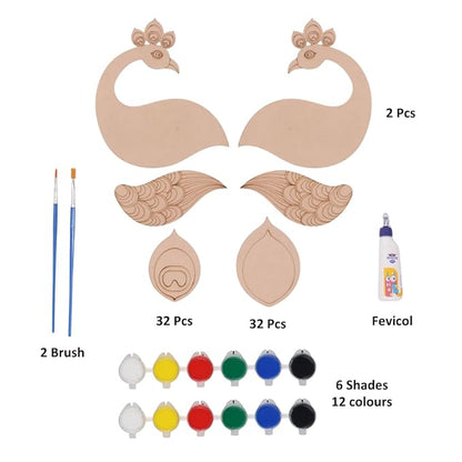 Hobby India Peacock Feather Rangoli Kit for Kids & Adults | Diy Art & Craft Kit for Home Decor | Festive Decorations